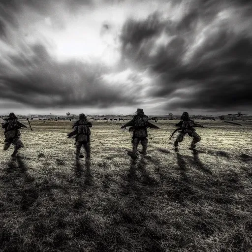 Image similar to war, pyrus victory, loner, battlefield scene, dramatic lighting, ultra hd, hdr, 8 k