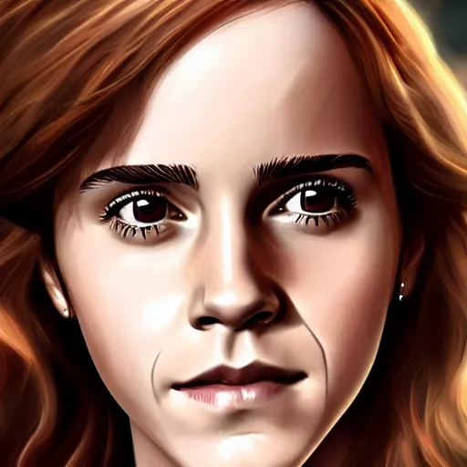 Prompt: emma watson as hermione granger. happy. cheerful. western. closeup. fantasy. intricate elegant. highly detailed. digital painting. artstation. concept art.