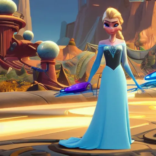 Image similar to queen elsa in the ratchet and clank universe