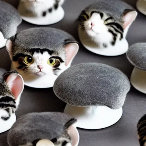 Image similar to cat - mushrooms, cat - faced mushroom, trending on instagram, stop motion