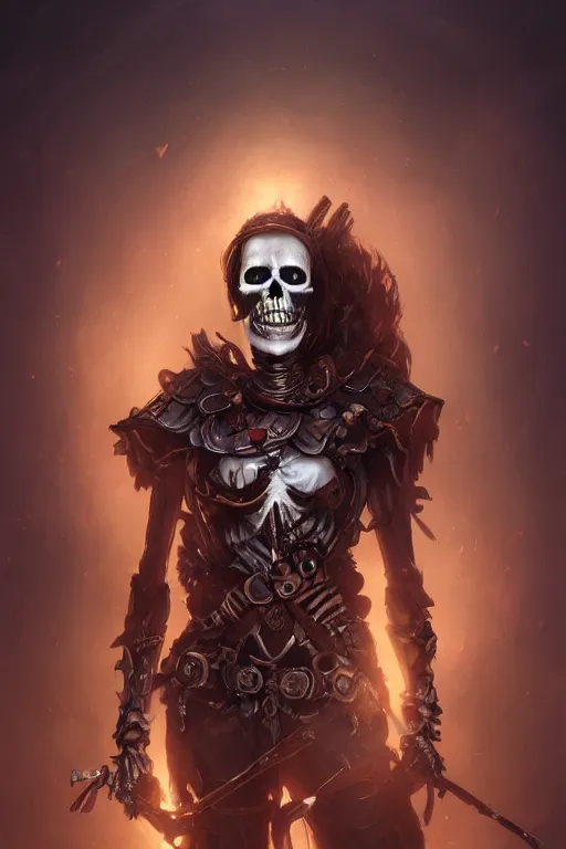 Image similar to Portrait of an anthropomorphic skeleton-woman warrior necromancer, cinematic lighting, hyper-detailed, cgsociety, 8k, high resolution, in the style of Charlie Bowater, Tom Bagshaw, Alexis Franklin, Elena Masci, Pawel Rebisz