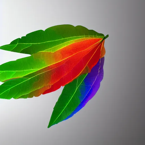 Prompt: rainbow leaf made out of!! smoke, octane render, 4 k, high detail