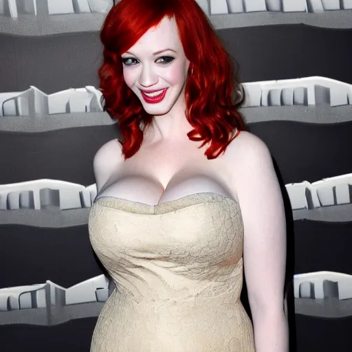 Image similar to average photo of Christina Hendricks sticking out her very long tongue 8k