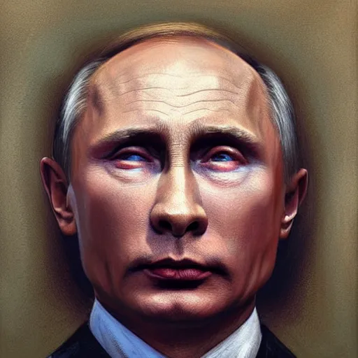 Image similar to vladimir putin, putin unga bunga, vladimir putin macabre face, by donato giancola and greg rutkowski and wayne barlow and zdzisław beksinski, realistic face, digital art