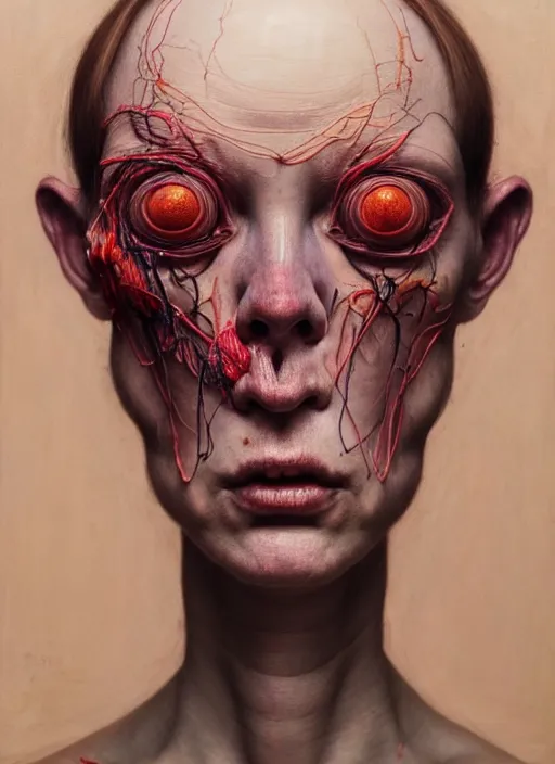 Prompt: there is ugliness in beauty, but there is also beauty in ugliness detailed portrait painting inspired by beksinski and alex gray, accurate anatomy by jenny saville, edward hopper trending on artstation. 8 k