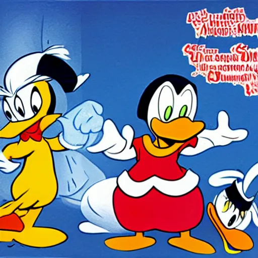 Image similar to A splash panel with Donald Duck and Scrooge mcDuck