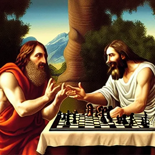 god and the devil playing chess