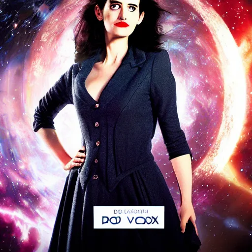 Image similar to a beautiful photograph of eva green as'doctor who ', time vortex in the background, detailed face, symmetrical face, extreme realism and detail, 8 k, completely framed, direct lighting, 3 5 mm photo, photorealistic, sharp focus