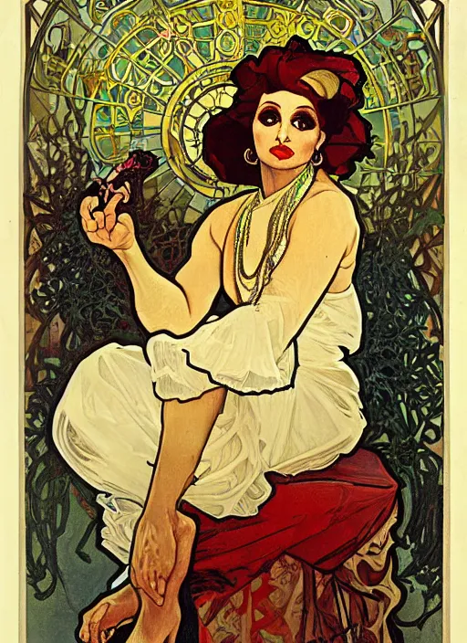 Prompt: bianca del rio painting by alphonse mucha