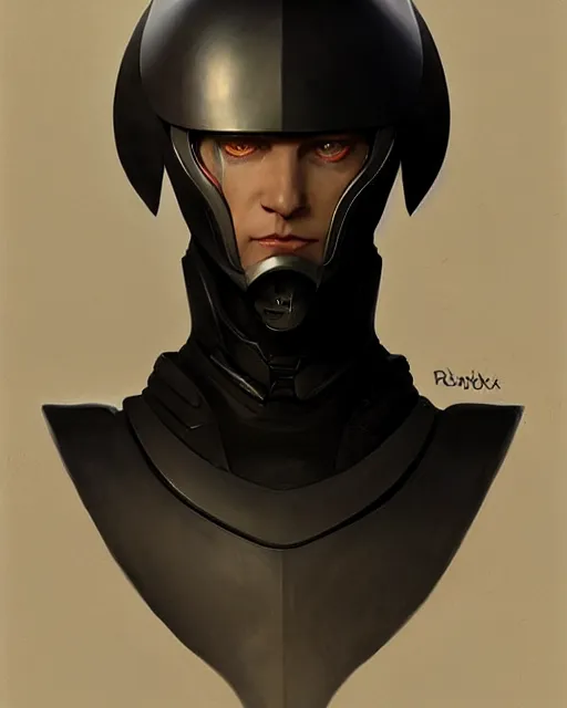 Prompt: smooth sleek black featureless full helm, by greg rutkowski, mark brookes, jim burns, tom bagshaw, magali villeneuve, trending on artstation