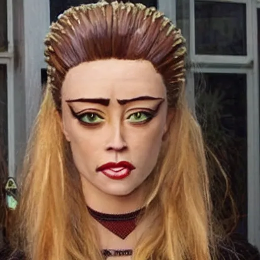 Image similar to a [ gourd ] carved shaped to look like ( amber heard ) face hybrid intercross