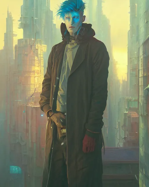 Image similar to highly detailed surreal vfx portrait of a postcyberpunk mage stephen bliss, unreal engine, greg rutkowski, loish, rhads, beeple, makoto shinkai and lois van baarle, ilya kuvshinov, rossdraws, tom bagshaw, alphonse mucha, global illumination, detailed and intricate environment