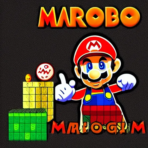 Prompt: video game cover of mario teaches bitcoin, mario, video game cover, digital art, bitcoin, high resolution