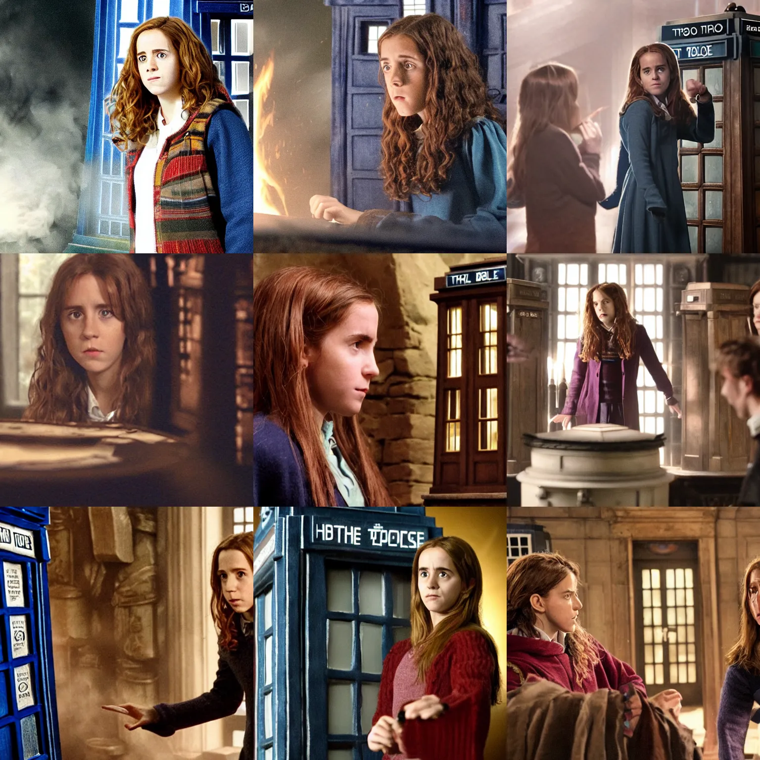 Prompt: Hermione watches the TARDIS materialise in the Gryffindor common room