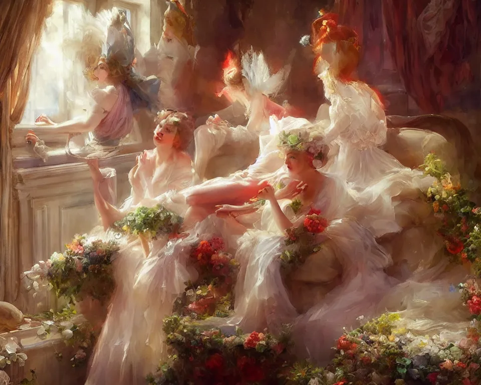 Prompt: a surreal english nation opera theatre set by vladimir volegov and alexander averin and delphin enjolras and daniel f. gerhartz intricate elegant highly detailed digital art, artstation