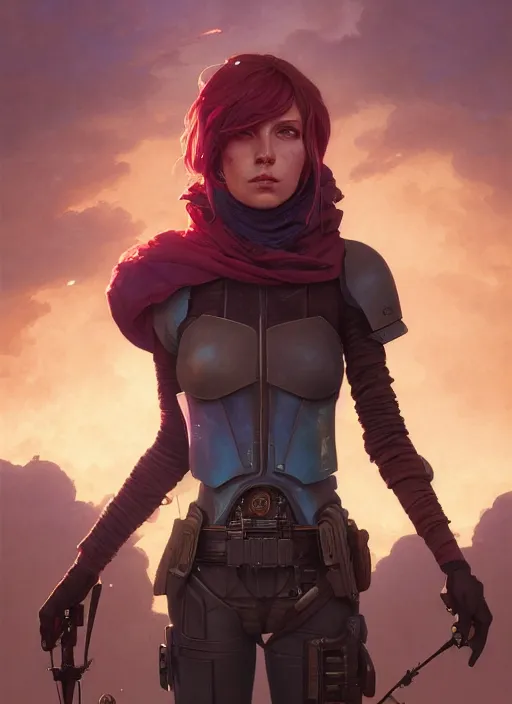 Image similar to Highly detailed portrait of Sabine Wren, Stephen Bliss, unreal engine, fantasy art by Greg Rutkowski, Loish, Rhads, ferdinand knab, Makoto Shinkai and Lois van baarle, ilya kuvshinov, rossdraws, Tom Bagshaw, alphonse mucha, global illumination, radiant light, detailed and intricate environment