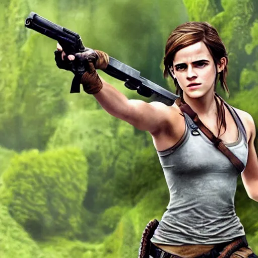 Prompt: emma watson as lara croft