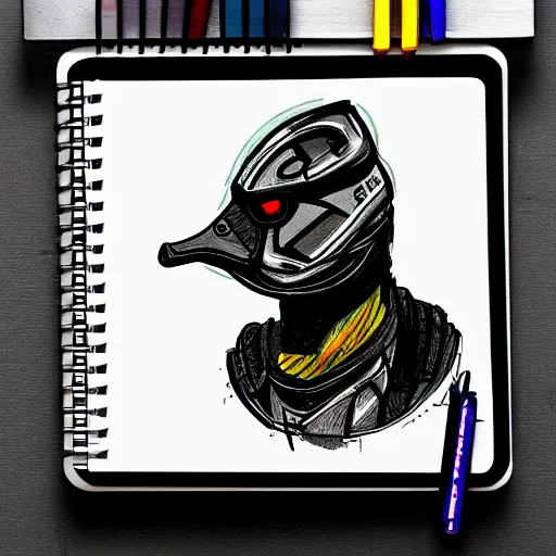 Prompt: cyberpunk duck sketch