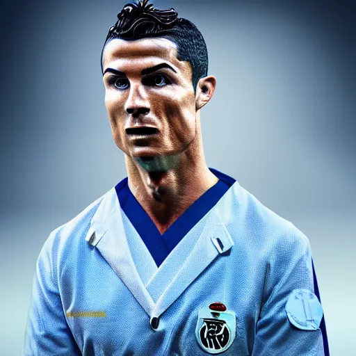 Prompt: cristiano ronaldo as doctor, accurate, 30mm, face, soft colours, dramatic lighting, nikon