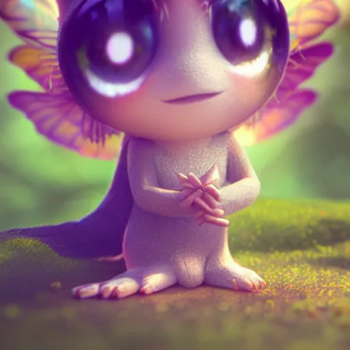 Image similar to a tiny cute fairy praying, realistic beautiful face, large eyes, cute, adorable, volumetric light, octane render, studio ghibli, trending on artstation