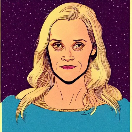 Image similar to “ reese witherspoon retro minimalist portrait by jean giraud, moebius starwatcher comic, sharp, smooth face, 8 k ”