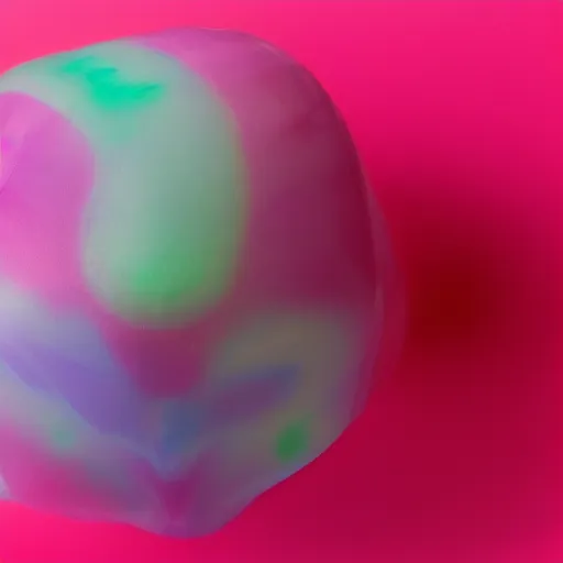 Image similar to cotton Candy grenade, centered, product shot, airy, iridescent lighting, gradient background