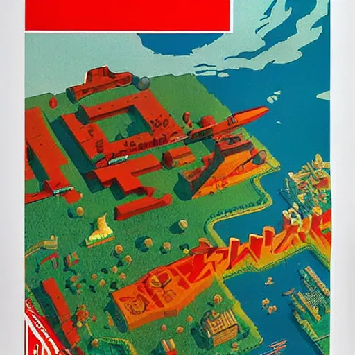 Image similar to soviet poster of terraria