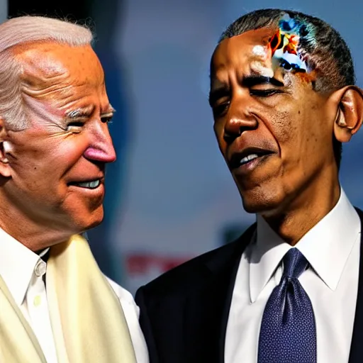 Prompt: joe biden looking in the mirror and seeing barack obama as his reflection, award winning photograph