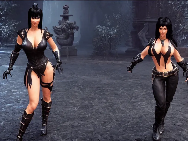 Prompt: Elvira in in Mortal Kombat 11, PS5, 5k, in-game cimematic, official media