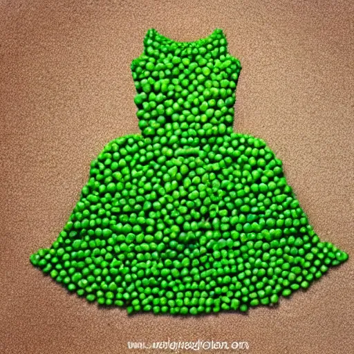 Prompt: a dress made of peas