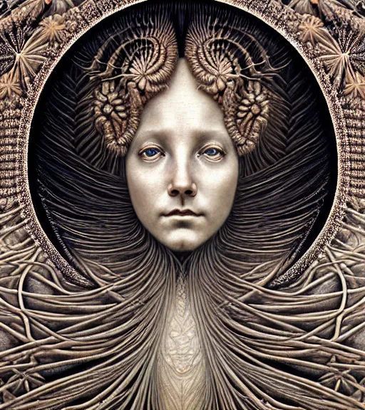 Image similar to detailed realistic beautiful sandstorm goddess face portrait by jean delville, gustave dore, iris van herpen and marco mazzoni, art forms of nature by ernst haeckel, art nouveau, symbolist, visionary, gothic, neo - gothic, pre - raphaelite, fractal lace, intricate alien botanicals, ai biodiversity, surreality, hyperdetailed ultrasharp octane render