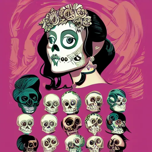 Image similar to portrait skull girl, princess, painterly, sega, by petros afshar, tom whalen, laurie greasley, jc leyendecker and singer sargent