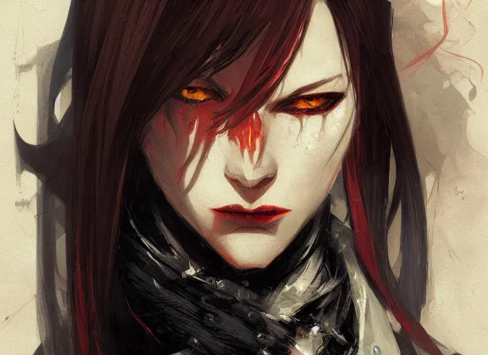 Prompt: portrait of a vampire rogue, intricate, headshot, key visual, conceptart, ambient lighting, highly detailed, digital painting, artstation, concept art, sharp focus, by makoto shinkai and akihiko yoshida and greg manchess