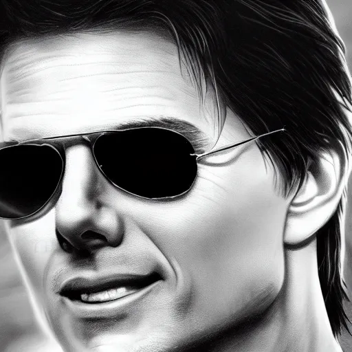 Prompt: tom cruise portrait recreated with coffee beans on a white surface, 8K, detailed, product photo