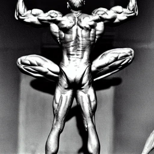 Image similar to a praying mantis winning mr. olympia