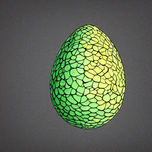 Prompt: a very detailed color drawing of fantasy dragon egg on a black background, cyberpunk digital art