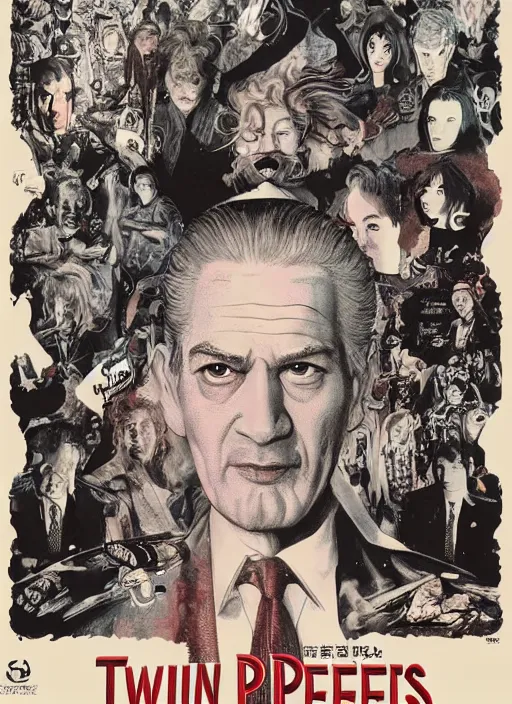 Image similar to twin peaks movie poster art by yoshitaka amano