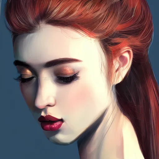 Image similar to a beautiful and elegant queen by wlop, black ponytail, closeup headshot,, 8 k, closeup, high detailed, smooth, trending on artstation, digital illustration.