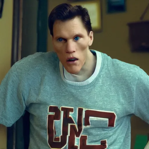 Image similar to Live Action Still of Jerma in Rudy (film), real life, hyperrealistic, ultra realistic, realistic, highly detailed, epic, HD quality, 8k resolution, body and headshot, film still