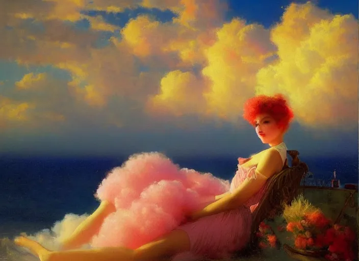 Image similar to little fluffy clouds in a cotton candy sky by alexander averin and delphin enjolras