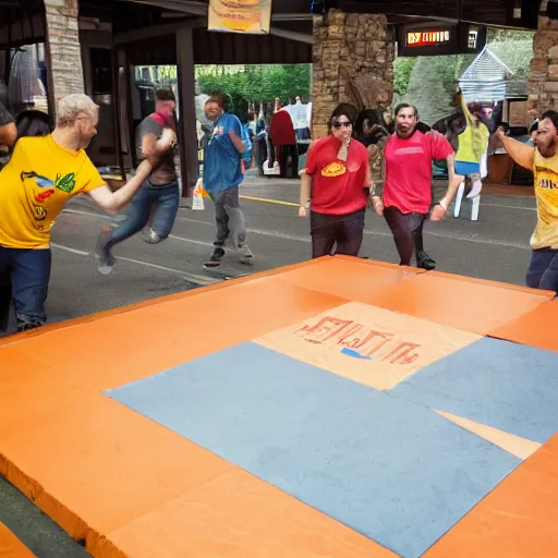 Image similar to rainier beer hosting a hopscotch tournament