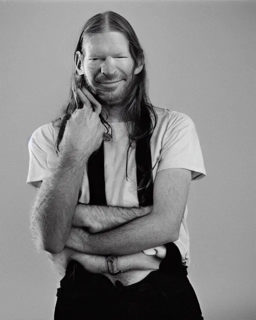 Image similar to fashion photograph of aphex twin by julia hetta and robert h hudson