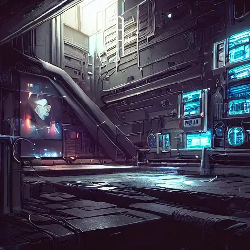 Prompt: a top secret vault with many locks, detailed digital illustration by greg rutkowski, cyberpunk, android netrunner