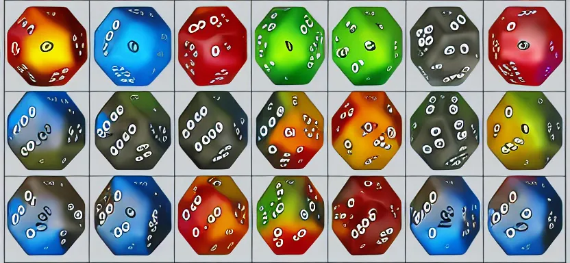 Prompt: planets shaped 2 0 - sided - dice, digital art, extreme detail