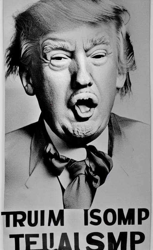 Prompt: poster of donald trump sticking his tongue out like the iconic einstein photo