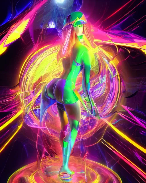 Image similar to a powerful energy psychedelic matrix anime woman, by alexander fedosav, hyper detailed digital matte painting, concept art, hyperrealism, 1 6 k resolution, cinema 4 d, 8 k resolution, trending on artstation, behance hd, a masterpiece, by stephan martiniere, particles, cel - shaded, power bright neon energy, by david a. hardy,