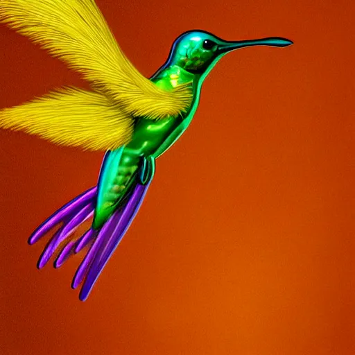 Image similar to a flaming fire hummingbird phoenix crying in the rain digital art cartoonish render raytracing