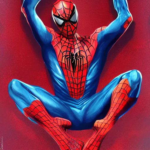 Image similar to spiderman, made from paint splots, fantasy concept art, painting