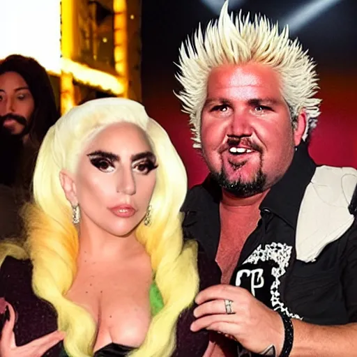 Prompt: lady gaga giving birth to guy fieri as a man baby