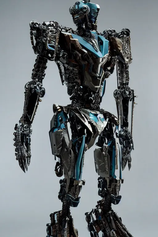 Image similar to cinematic still in westworld and pacific rim movie and real steel movie, slim full body stunning intricate humanoid mega mech by fujioka kenki, slim full body ornate intricate humanoid mega mech by mamoru nagano